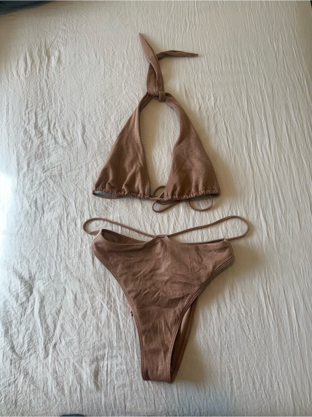 Abercrombie adjustable multiway bikini top and bottoms in brown